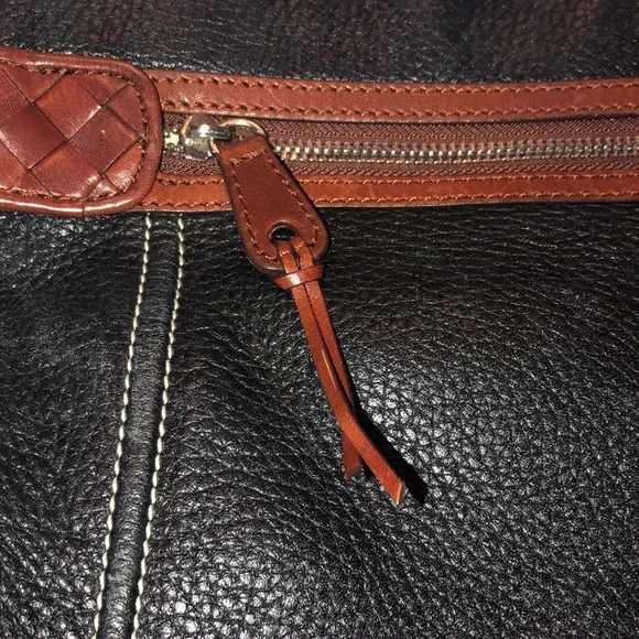 Brighton D549273 Black/Brown Genuine Leather Woven Strap Shoulder/Crossbody Bag - Picture 4 of 10